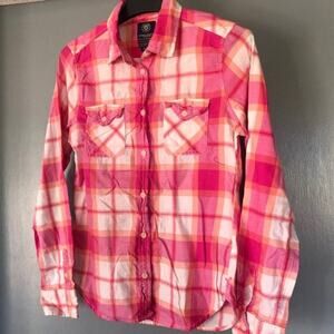 American Eagle Outfitters Button Down, Womens M Pink Plaid shirt top long sleeve